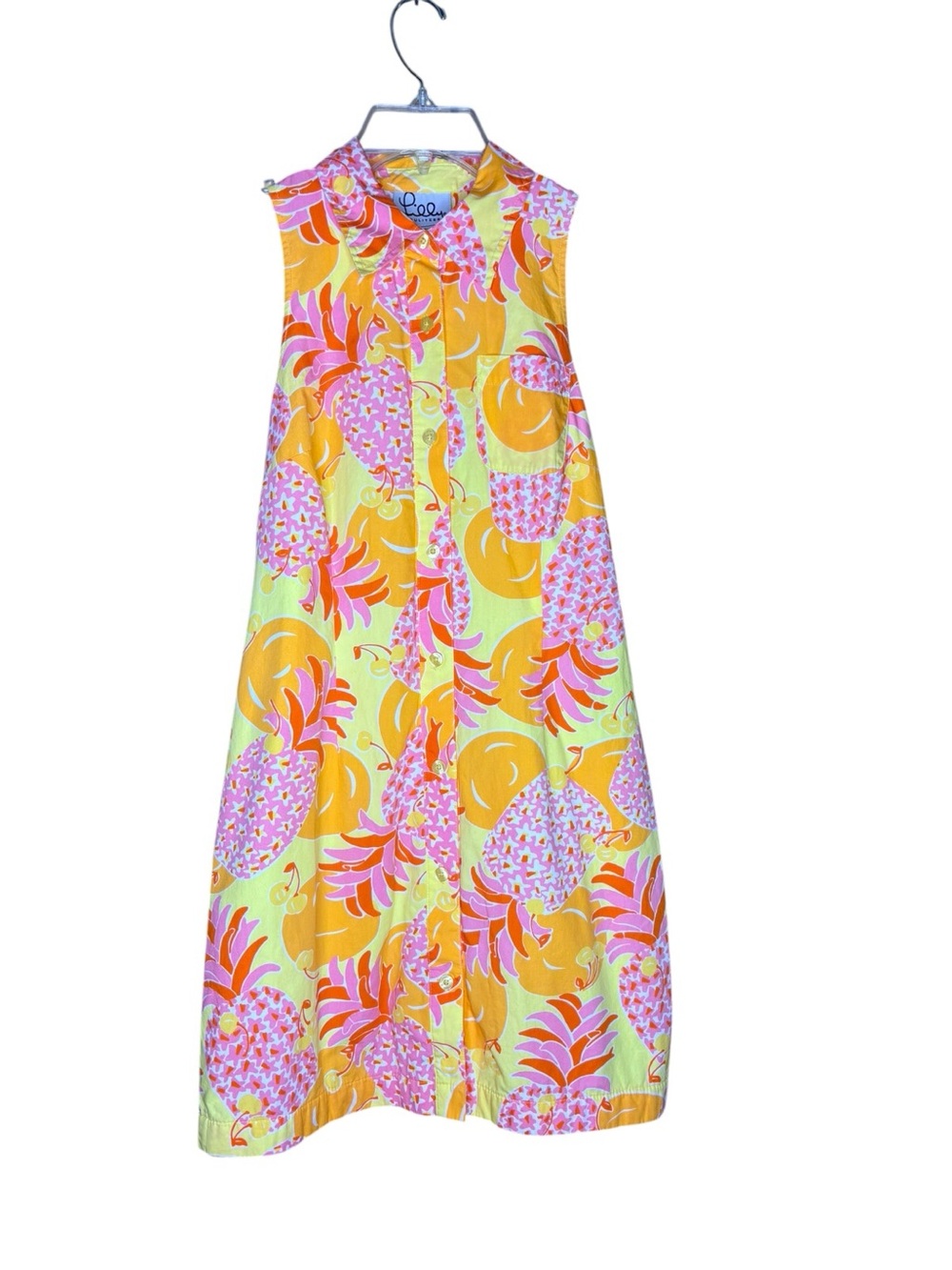 Lilly Pulitzer Yellow Pink Orange Pineapple Print Maxi Dress